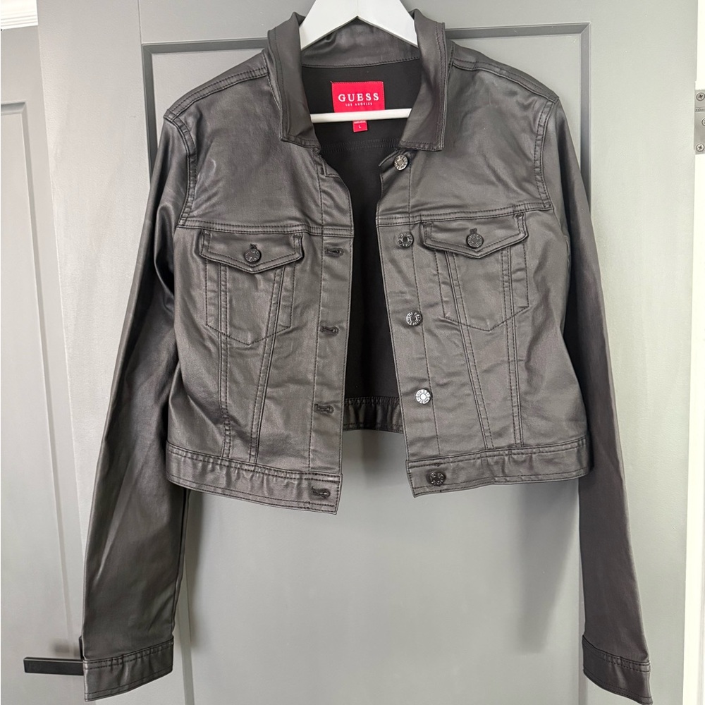 Guess Charcoal Faux Leather Jacket